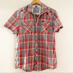 Buffalo David Bitton Boys' Big Short Sleeve‎ Button Down Shirt Size Medium